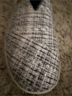 Toms Tweed-Style Slip-On Flats in Gray and Black
